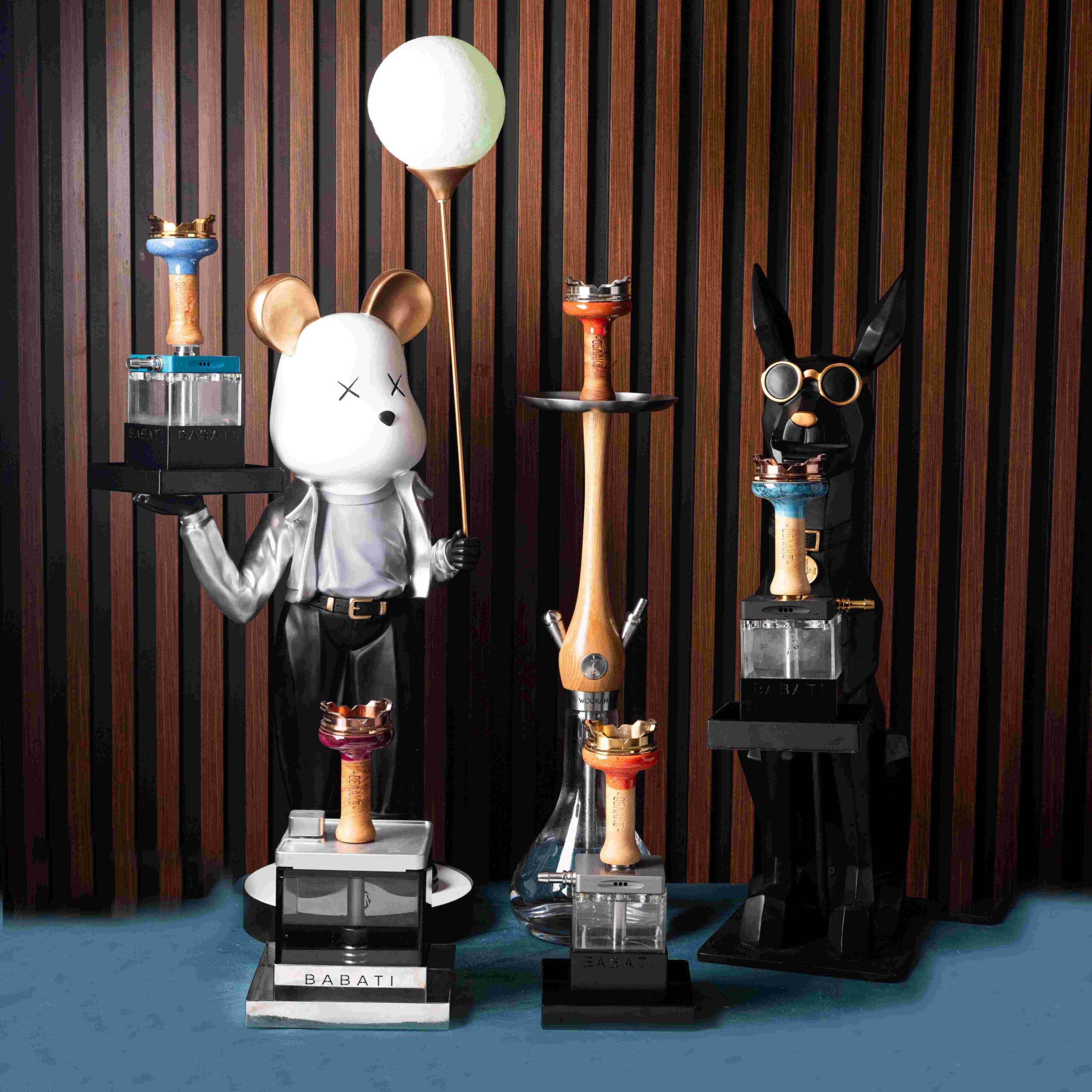 Luxury hookah collection with artistic designer display pieces