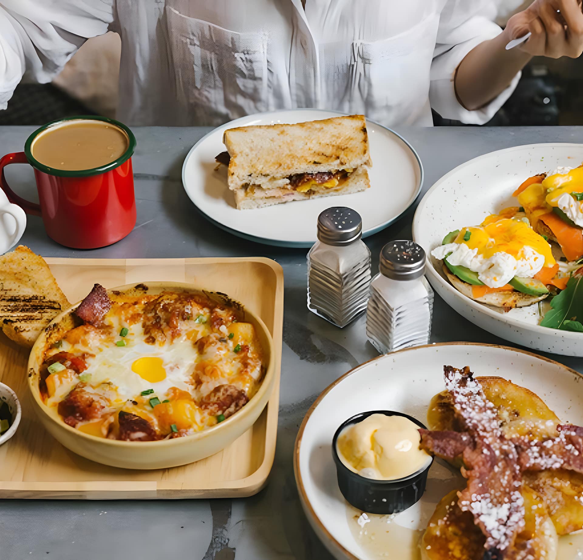 Traditional Lebanese breakfast spread with fresh bread, vegetables, and assorted dishes