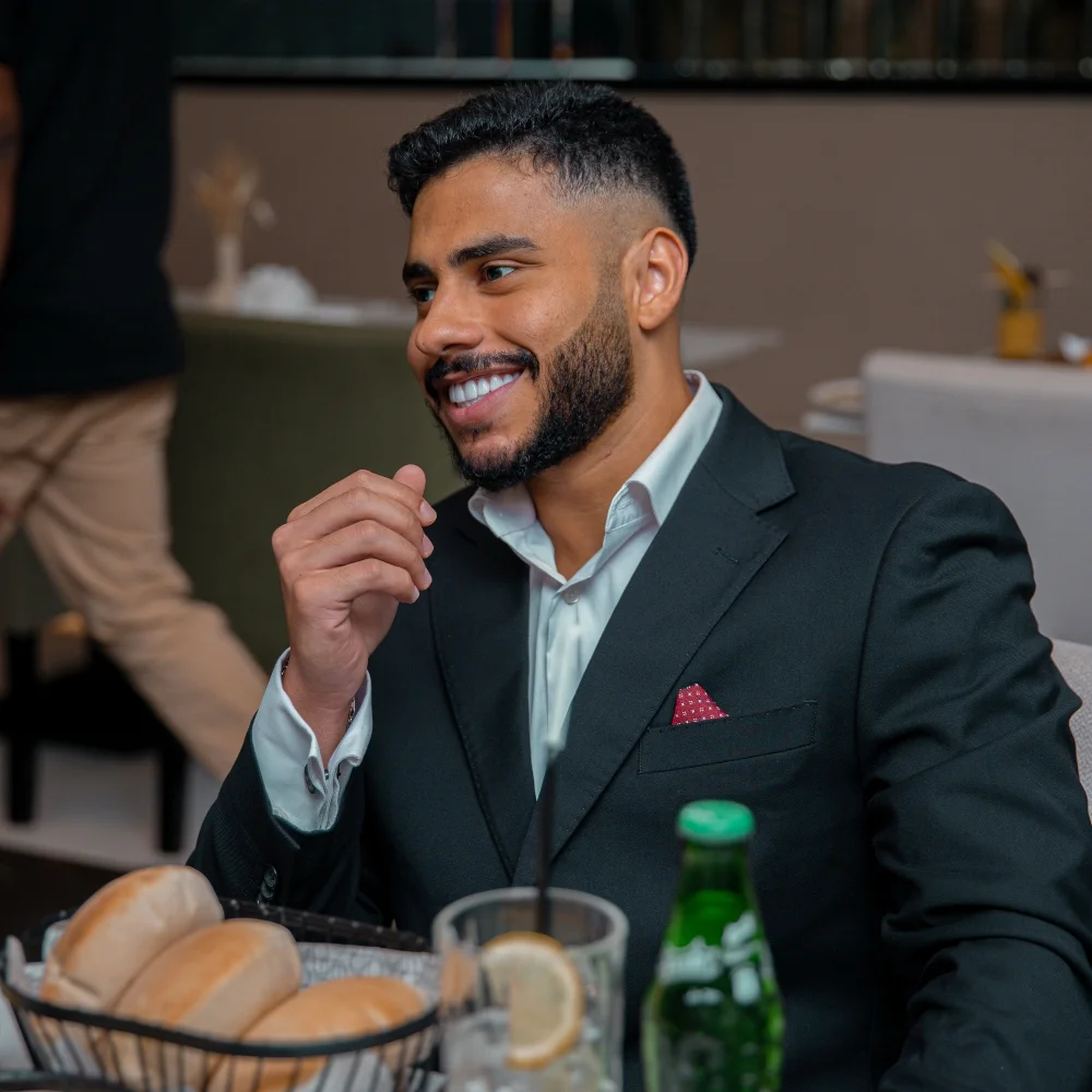 Business man having lunch