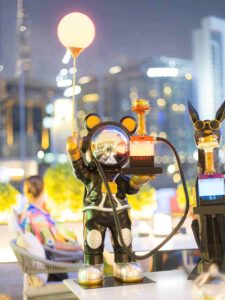 A shisha setup in space costume