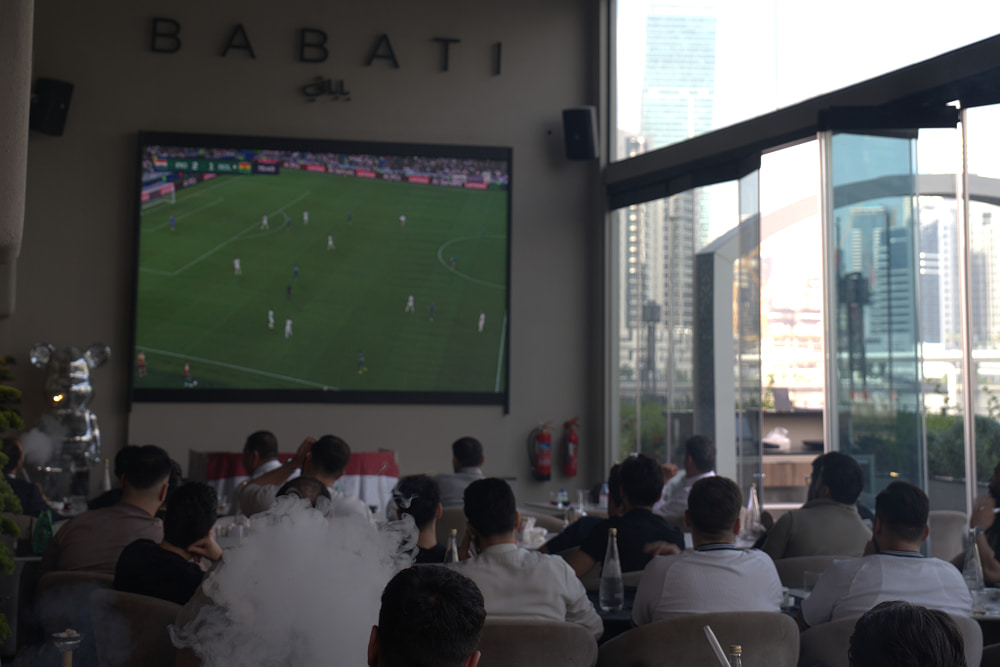 Live sports screening and premium shisha experience at Babati Restaurant and lounge Dubai.